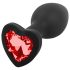 Sunfo - Plug anale in silicone con pietra rossa a cuore (nero)