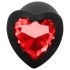 Sunfo - Plug anale in silicone con pietra rossa a cuore (nero)