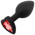 Sunfo - Plug anale in silicone con pietra rossa a cuore (nero)