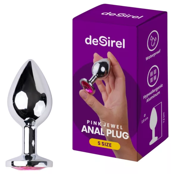 Desirel Pink Jewel S - plug anale - piccolo gioiello - argento/rosa