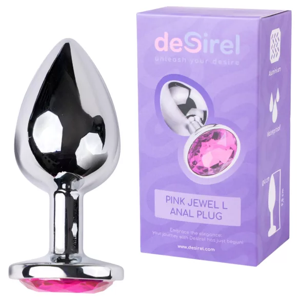 Desirel - plug anale gioiello rosa L - argento/rosa