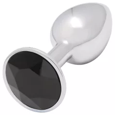 Sunfo - plug anale metallico - pietra nera - argento