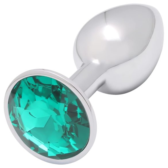 Sunfo - plug anale metallo con pietra verde - argento
