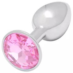 Sunfo - plug anale metallico con pietra rosa - argento