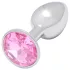Sunfo - plug anale metallico con pietra rosa - argento