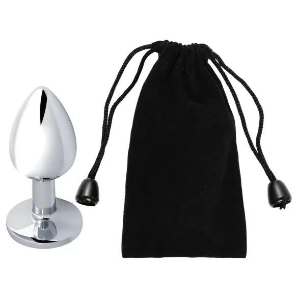 Sunfo - plug anale metallico con pietra rosa - argento