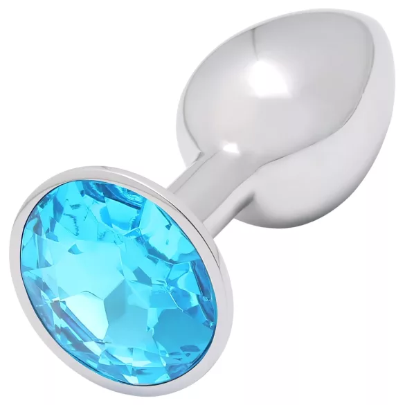 Sunfo - plug anale metallico con pietra azzurra - argento