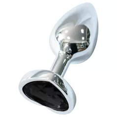   Sunfo - plug anale metallico con pietra a cuore nera - argento