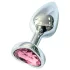 Sunfo - plug anale in metallo con pietra rosa a forma di cuore (argento)