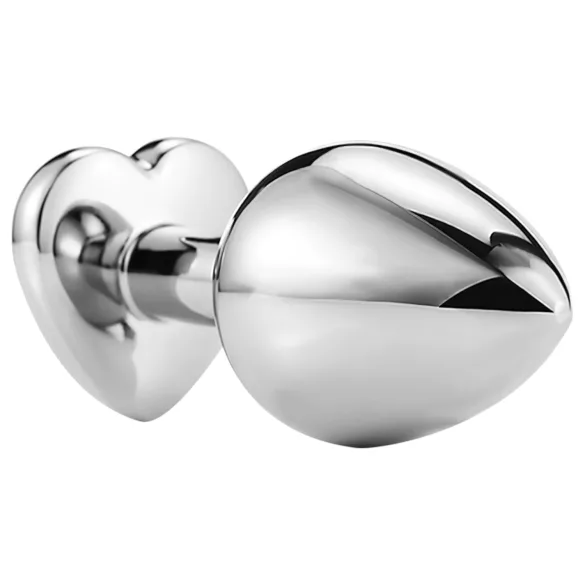 Sunfo - plug anale in metallo con pietra rosa a forma di cuore (argento)