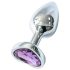 Sunfo - plug anale in metallo con gemma viola a forma di cuore (argento)