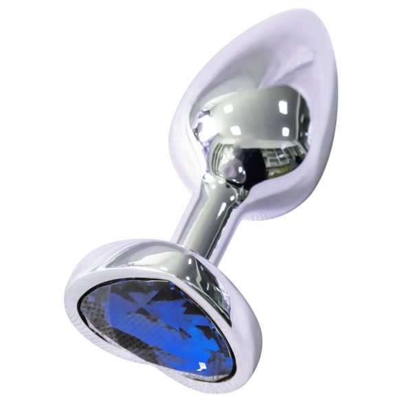 Sunfo - plug anale in metallo con pietra blu a forma di cuore (argento)