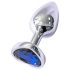 Sunfo - plug anale in metallo con pietra blu a forma di cuore (argento)