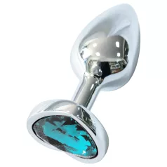   Sunfo - plug anale in metallo - pietra a cuore azzurro - argento