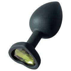   Sunfo - plug anale in silicone con pietra verde a cuore - nero
