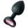 Sunfo - plug anale in silicone con pietra a cuore rosa - nero