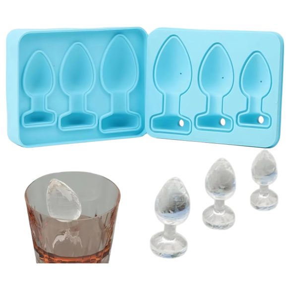 Stampo per cubetti di ghiaccio a forma di plug anale (blu)
