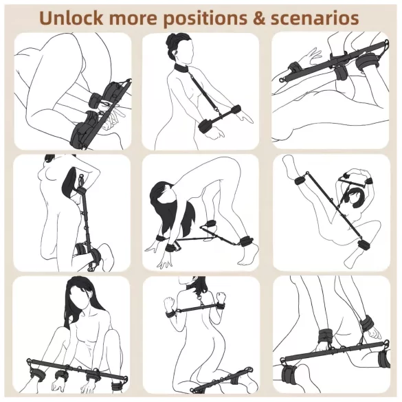 Lonely - barra divaricatrice regolabile con manette - nero