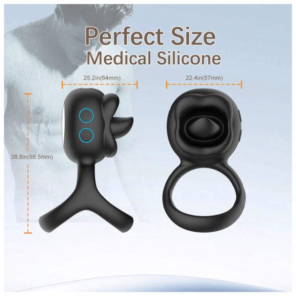 Biu-Biu - anello fallico con vibratore clitorideo - nero