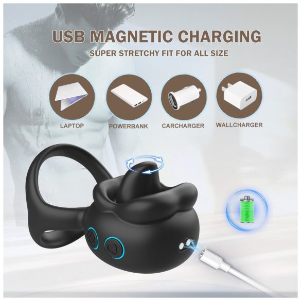 Biu-Biu - anello fallico con vibratore clitorideo - nero