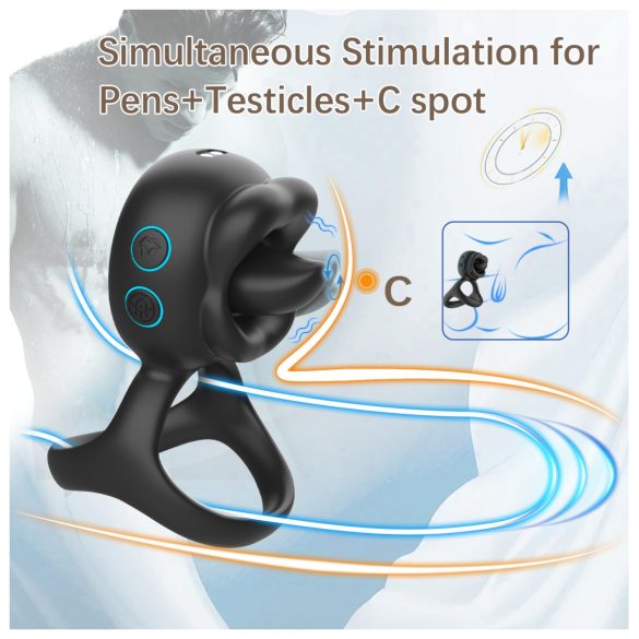 Biu-Biu - anello fallico con vibratore clitorideo - nero