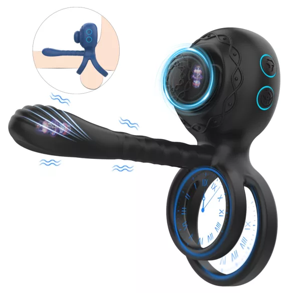 Biu-Biu - anello fallico e vibratore per coppia - silicone nero