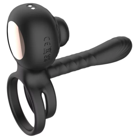 Biu-Biu - anello fallico e vibratore per coppia - silicone nero