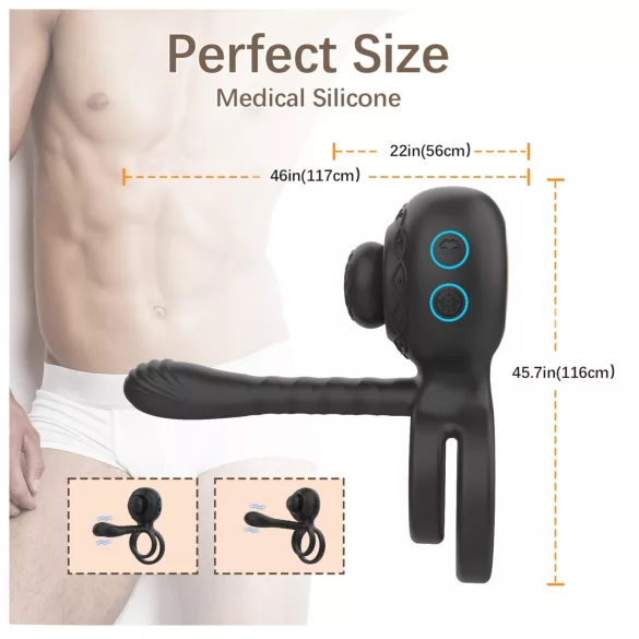Biu-Biu - anello fallico e vibratore per coppia - silicone nero