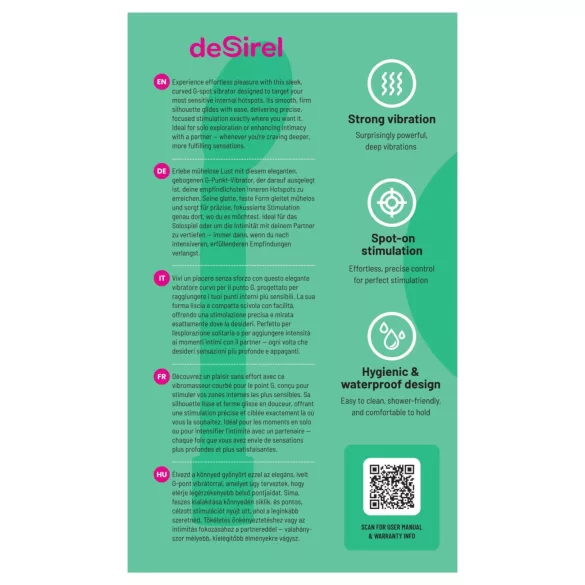 Desirel - vibratore curvo per il punto G (rosa)