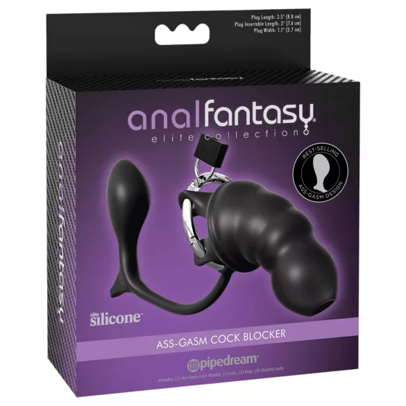 Pipedream Anal Fantasy Elite - plug anale e gabbia per pene (nero)