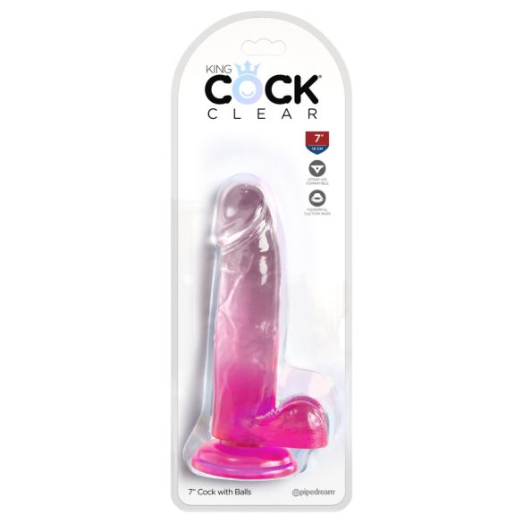 King Cock Trasparente 7 - Dildo con Testicoli (Rosa)