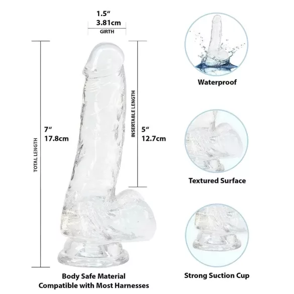 Addiction Crystal - dildo con ventosa (trasparente) - 18 cm