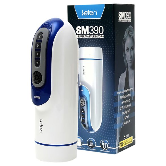 Leten SM390 - masturbatore riscaldante e sonoro (bianco)