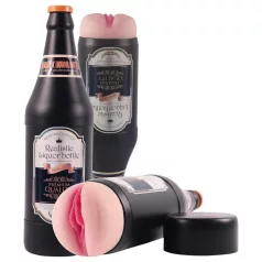   Lonely - vagina artificiale realistica in bottiglia di birra (naturale-nera)