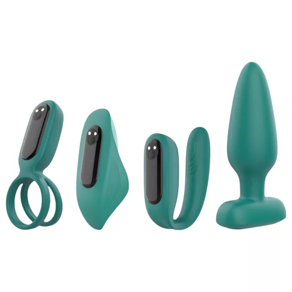 Sex HD - set vibratore 4 pezzi ricaricabile con telecomando - verde