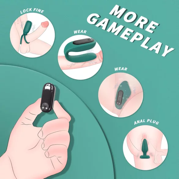 Sex HD - set vibratore 4 pezzi ricaricabile con telecomando - verde