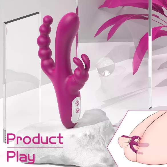 Sex HD Joker - vibratore ricaricabile impermeabile triplo - silicone viola