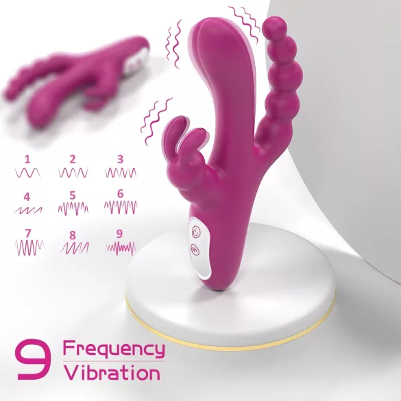Sex HD Joker - vibratore ricaricabile impermeabile triplo - silicone viola