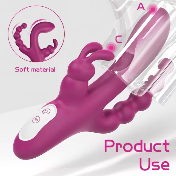 Sex HD Joker - vibratore ricaricabile impermeabile triplo - silicone viola