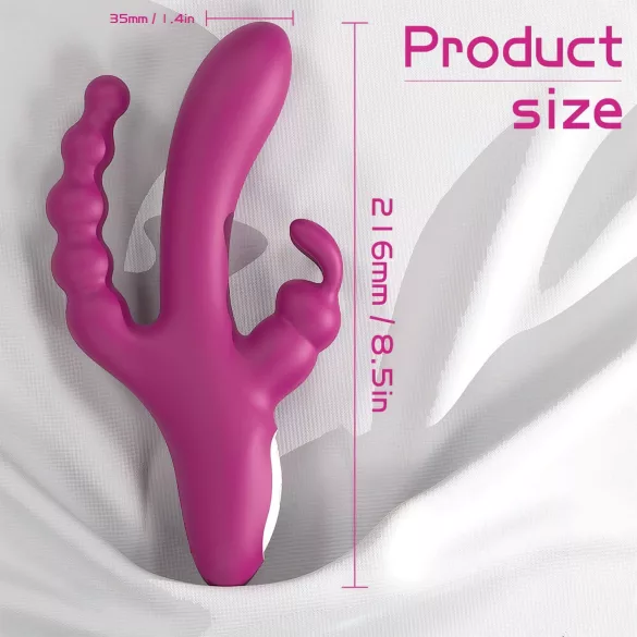Sex HD Joker - vibratore ricaricabile impermeabile triplo - silicone viola