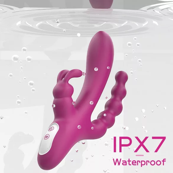 Sex HD Joker - vibratore ricaricabile impermeabile triplo - silicone viola