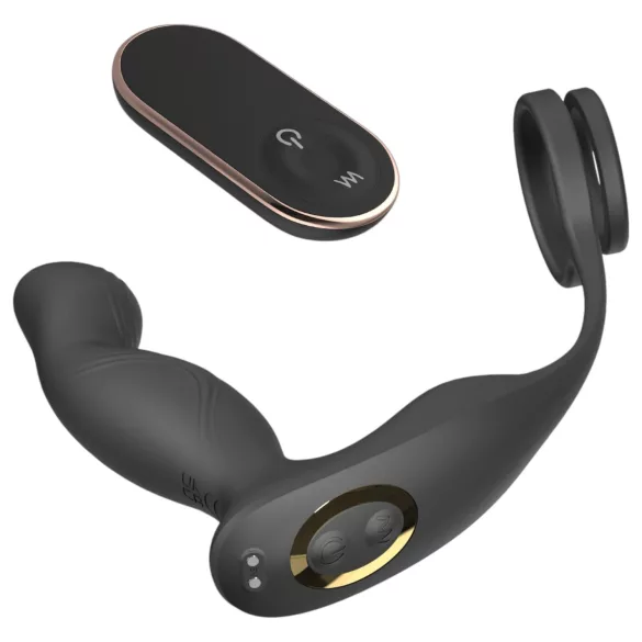 Sex HD Virgil - vibratore prostatico con anello pene e testicoli - nero