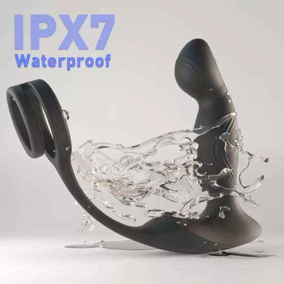 Sex HD Virgil - vibratore prostatico con anello pene e testicoli - nero