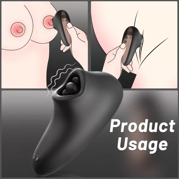 Sex HD Mirror - vibratore leccatore riscaldante - nero