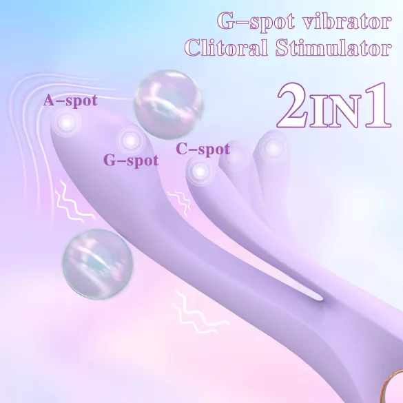 Sex HD Kaethe - vibratore con stimolatore clitorideo - silicone viola
