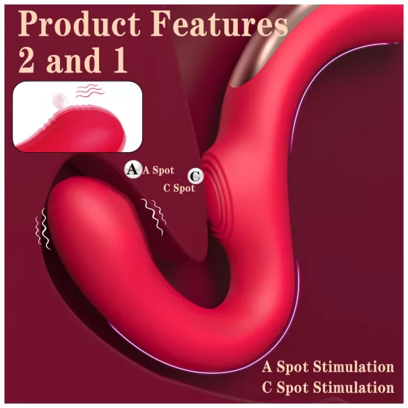 SEX HD Genie - vibratore punto G e clitoride - silicone rosso