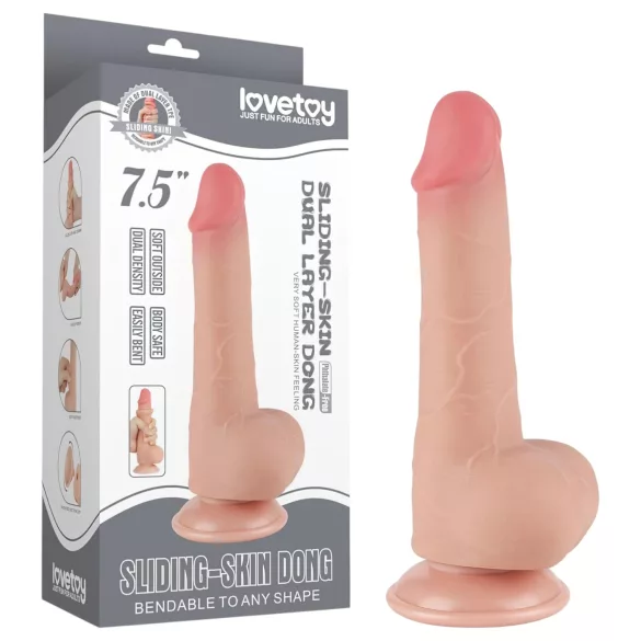 Sliding-Skin - dildo a doppio strato con ventosa - 19,5 cm (color carne)
