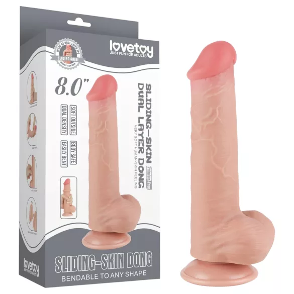 Lovetoy - dildo realistico con testicoli - doppio strato 20,8cm naturale