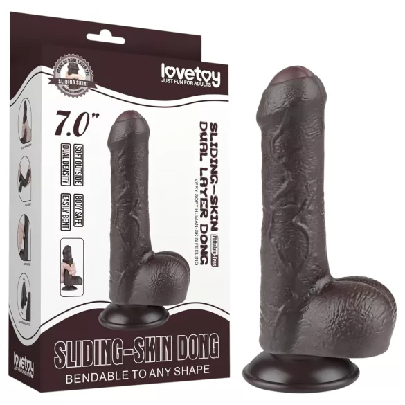 Lovetoy - dildo realistico con testicoli - doppio strato 18,3cm marrone