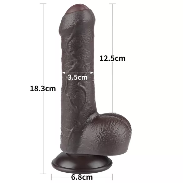 Lovetoy - dildo realistico con testicoli - doppio strato 18,3cm marrone